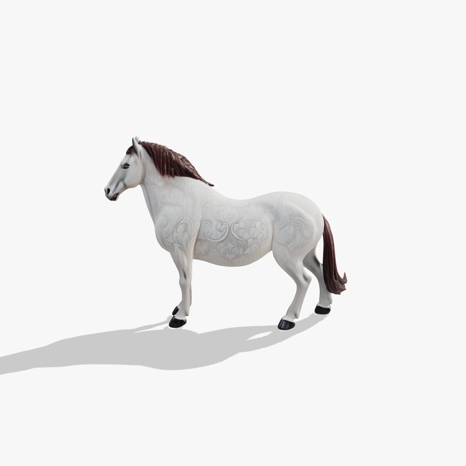 Morgan Horse Sculpture with Intricate Engraved Design